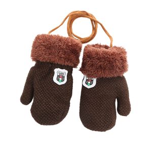 Dětské rukavice, 1-4 roky batole zimní rukavice, dvojité dítě tlusté chlapci dívky zimní pletené rukavice teplé (káva)