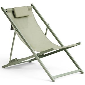 Vanage I Liegestuhl I robust & klappbar mit Organizer & Metall-Rahmen, Beach-Chair für den Garten in Grün, VG-8044