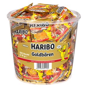 Haribo Gold Bears 100 mini torebek w praktycznej puszce do przechowywania 980 g