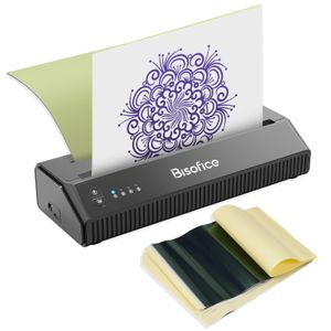 Bisofice Profi Tattoo Transfer Maschine Bluetooth Thermal Stencil Drucker mit 10 Transferpapieren, 216 mm/210 mm Papierformat, intelligente APP-Steuerung