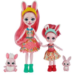 Enchantimals Bree Bunny und kleine Schwester (ca. 15 cm & ca. 4 cm) & 2 Tierfiguren
