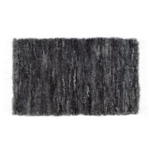 Vanuba - Webteppich, Handgewebter Lammfell Teppich, Schafwollteppich, Natürliches Schaffell Wolle, Grau, 100x60 cm