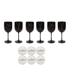 Moët & Chandon Becher Set – 6er Pack, stilvolle schwarze Champagnerbecher