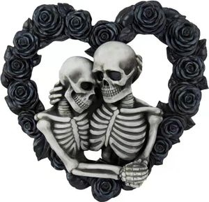 Skelett Paar Wanddekoration Totenkopf Herzform Rose Hängedekoration
