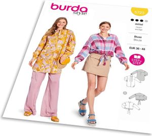 Střih Burda 5723 - Tunika, dlouhá košile, volná košile, košile se skrytým zapínáním, svrchní košile