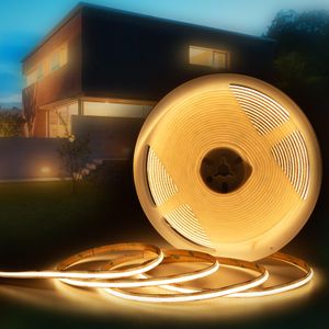 HEXIM COB LED Strip, 1-15 Meter LED Streifen, Auswahl: weiß / CCT / RGB, dimmbar 24V, IP20, 3000-6000K, Band 8mm breit, Leuchtband selbstklebend (15 Meter warmweiß)