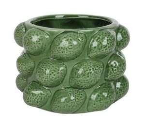 Keramikvase Zitrone Tischvase Blumenvase Dekovase Tischdeko gelb grün, Farbe:grün