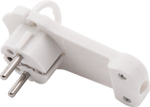 Schutzkontakt-Winkelstecker McPower, extra flach, mit Bügel / Handgriff, Zugentlastung, weiß