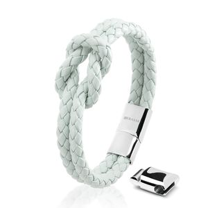 SERASAR | Leder Knotenarmband für Frauen [Knot] | Magnetverschluss aus Edelstahl | Farbe: Blau | Länge: 18cm