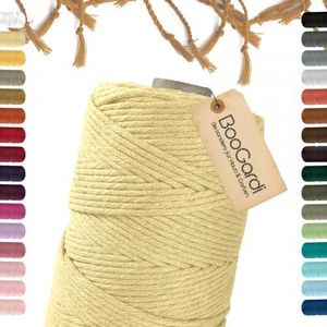 Makramee Garn · Hellgelb 3mm x 200m · 3mm oder 5mm · viele Farben · Baumwollkordel · Baumwollgarn · DIY Bastelkordel · Kordelband