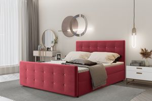 Skriňová posteľ 100x200 s podnožou a matracom + topper, posteľ do spálne AMOR červená