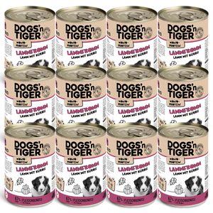 Dogs’n Tiger Junior, Hundefutter, Lammfromm, Hunde Nassfutter, Welpen Futter, Monoproteine, Lamm & Kürbis, 12x 400g