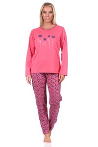 Edler Damen langarm Schlafanzug Pyjama in floraler Optik - 122 201 10 602, Farbe:pink, Größe:36-38
