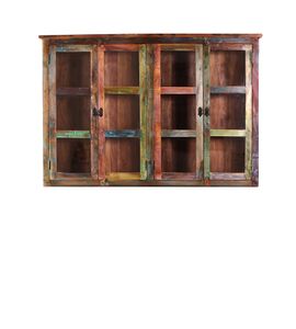 SIT Möbel Schrankaufsatz | 4 Türen mit Glaseinsatz | Altholz lackiert | bunt | B 160 x T 40 x H 110 cm | 09145-98 | Serie RIVERBOAT