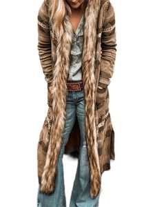 Damen Taschen-Outwear Weekend Printed Jacke Casual Hooded Long Mantel