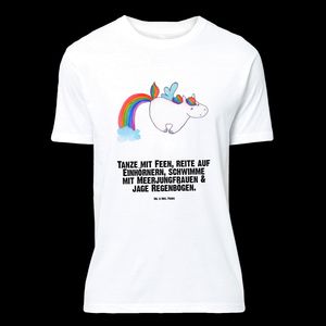 Mr. & Mrs. Panda Größe L T-Shirt Einhorn Pegasus - Weiß - Geschenk, Frauen, Nachthemd, Unicorn, Tshirt, Regenbogen, Party, Junggesellenabschied, Einhörner, Einhorn Deko