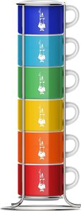 Zestaw sześciu kubków Bialetti, wielokolorowy, porcelanowy, 7-częściowy