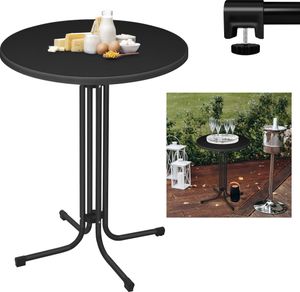 XMTECH Stehtisch Tisch Bistrotisch Ø80cm Klappbar Partytisch Bartisch Klapptisch Gartentisch mit Verstellbaren Füße Stabil und Wetterfest für Indoor und Outdoor, Schwarz