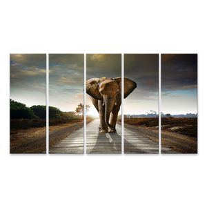 Bild Bilder auf Leinwand Laufender Elefant Wandbild Poster Leinwandbild GCTC