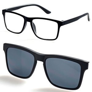 Lesehilfe mit Sonnenclip Schwarz +1,5 Dioptrien Herren Brille Sehhilfe Sonnenschutz Sonnenbrille