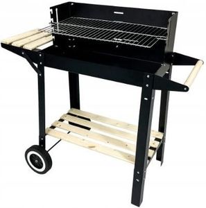 Grill ogrodowy węglowy z półkami na kółkach