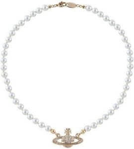 Damen Saturn Perlenkette, Pearl Planet Necklace, Saturn Perlenkette, Pearl Orb Choker (Gold)