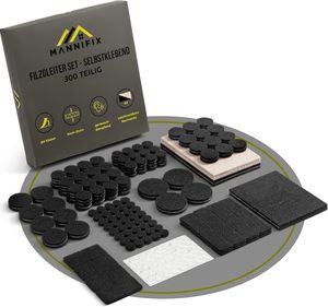 PREMIUM FILZGLEITER - Filzgleiter Set 300 TLG. - Filzgleiter selbstklebend & zuschneidbar - Filzgleiter für Stühle - Möbelgleiter - Stuhlbeinschoner