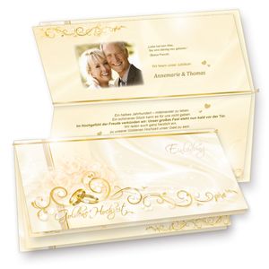Einladungskarten Goldene Hochzeit (20 Sets) fein abgestimmte Einladungen Goldhochzeit, Set mit 20 Karten, 20 Umschläge, 20 Einlegeblätter zum Selbstbedrucken