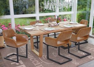 6x jídelní židle HWC-A50 II, konzolová židle kuchyňská židle, retro design 50. let  umělá kůže, imitace semiše
