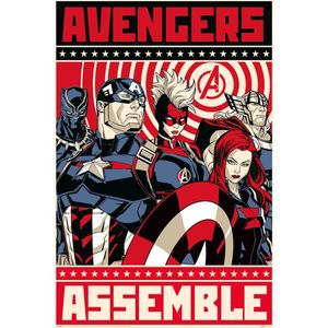 Avengers Assemble - Poster PM6068 (91,5 cm x 61 cm) (Rot/Marineblau/Weiß)
