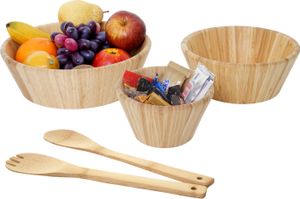 3er Set Schüssel + Salatbesteck MCW-B98, Servierschüssel Dekoschale stapelbar Servierbesteck Küchenzubehör, Bambus 3er Set Schüssel + Salatbesteck MCW-B98, Servierschüssel Dekoschale stapelbar Servierbesteck Küchenzubehör, Bambus