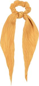 styleBREAKER Damen Haargummi plissiert mit Schleife im Retro Style, elastisch, Scrunchie, Zopfgummi, Haarband 04027014, Farbe:Gelb