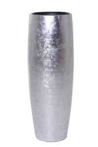 Pflanzkübel Blumenkübel Fiberglas GALA Silber Hochglanz - 33x100 cm