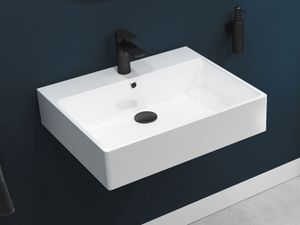 Aqua Bagno Keramik Waschtisch Waschbecken hochwertig Modernes Design 60cm weiß