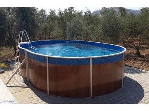 Bazén s ocelovou stěnou AZURO VARIO WOOD WL2, oválný, 550 x 370 x 120 cm, pouze bazén, bez vnitřní vložky