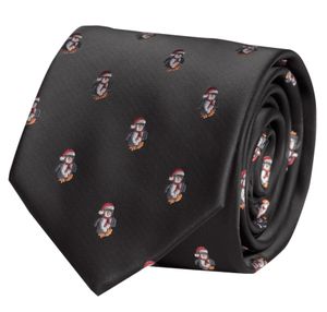 Fabio Farini - Krawatte - weihnachtliche Herren Schlips in 8cm Breit (8cm), Pinguin
