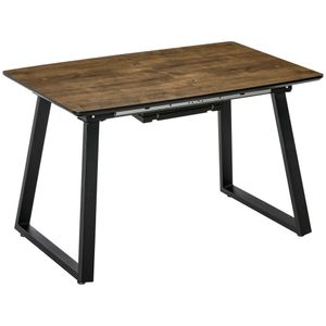 HOMCOM jedálenský stôl s rozkladacou doskou, 120-160 x 80 cm, kuchynský stôl vo vzhľade dreva, jedálenský stôl s kovovým rámom, príručný stôl do kuchyne, jedálne, obývačky, hnedý