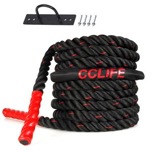 Schlachtseil Trainingsseil Sportseil Schlagseil 9m 15m Battle Ropes Schwungseil, Größe:9m schwarz-rote Seile. mit Halterung