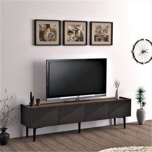 TV Board Oppdal Lowboard 45 x 154 x 37 cm Fernsehtisch  TV-Schrank Anthrazit / Walnuss