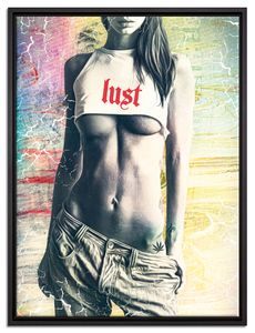 Lust Leinwand Leinwandbild 80x60 cm im Bilderahmen | Wandbild  | Schattenfugenrahmen | Kein Poster