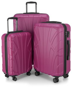 Suitline - 3er Kofferset Luggage Set Rollkoffer Hartschalenkoffer Carry-On und Aufgabegepäck, TSA,Magenta