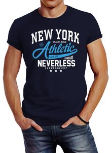 Herren T-Shirt New York Athletic Slim Fit Neverless® navy 4XL