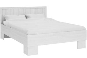 Konsimo Klassische Bett mit Rahmen 200x160cm mit Kopfstütze "LEMAS", Weiß, Spanplatte/MDF-Platte, Classic, 165x100x205 cm