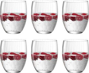 Leonardo Poesia Trinkglas 6er Set, spülmaschinengeeignete Wasser-Gläser, Trink-Becher aus Glas, Saft-Gläser, Getränke-Set, 380 ml, Glas, Klar, 069170