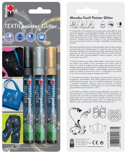Marabu Textilmarker "Textil Painter Glitter" Strichstärke: 3,0 mm 3er Blister