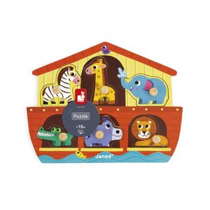 JANOD Puzzle Noahs Arche 6 Teile Steckpuzzle Holz Spielzeug Kleinkinder