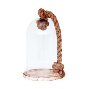 Glocke mit Holzteller 23,5cm H, Windlicht, Kerzenhalter, Gartendeko, Deko