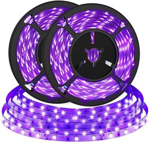 2 x 2.5m UV Schwarzlicht LED Streifen USB Batteriebetrieben Lichtband Black Light Lichtleiste für Party, Bar, Neonfarben, Club, Disco, Deko