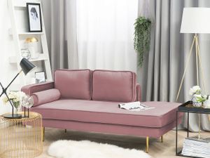 BELIANI Chaiselongue Linksseitig Rosa Samtstoff Metallfüße Modern Mit Zierkissen