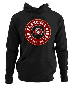San Francisco 49ers - American Football NFL Super Bowl Kapuzenpullover Hoodie, Schwarz, XL, Vorne